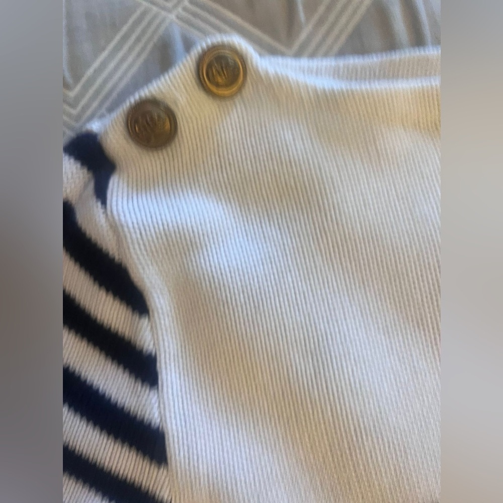 Lauren Ralph Lauren white and blue stripped Sweater with Embroidered Crest M - Picture 4 of 12